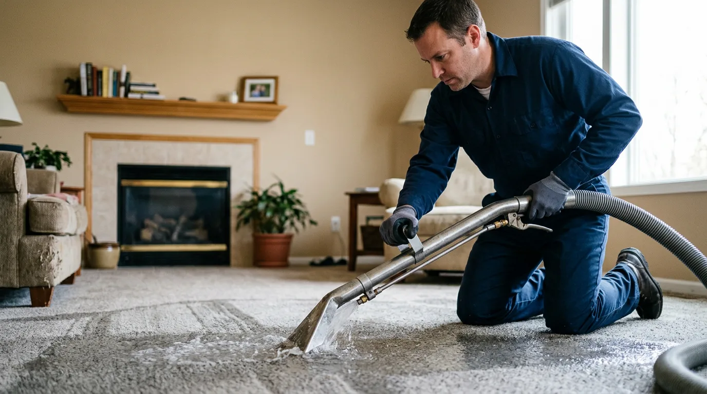 Water damage restoration technician working near Randolph, VT